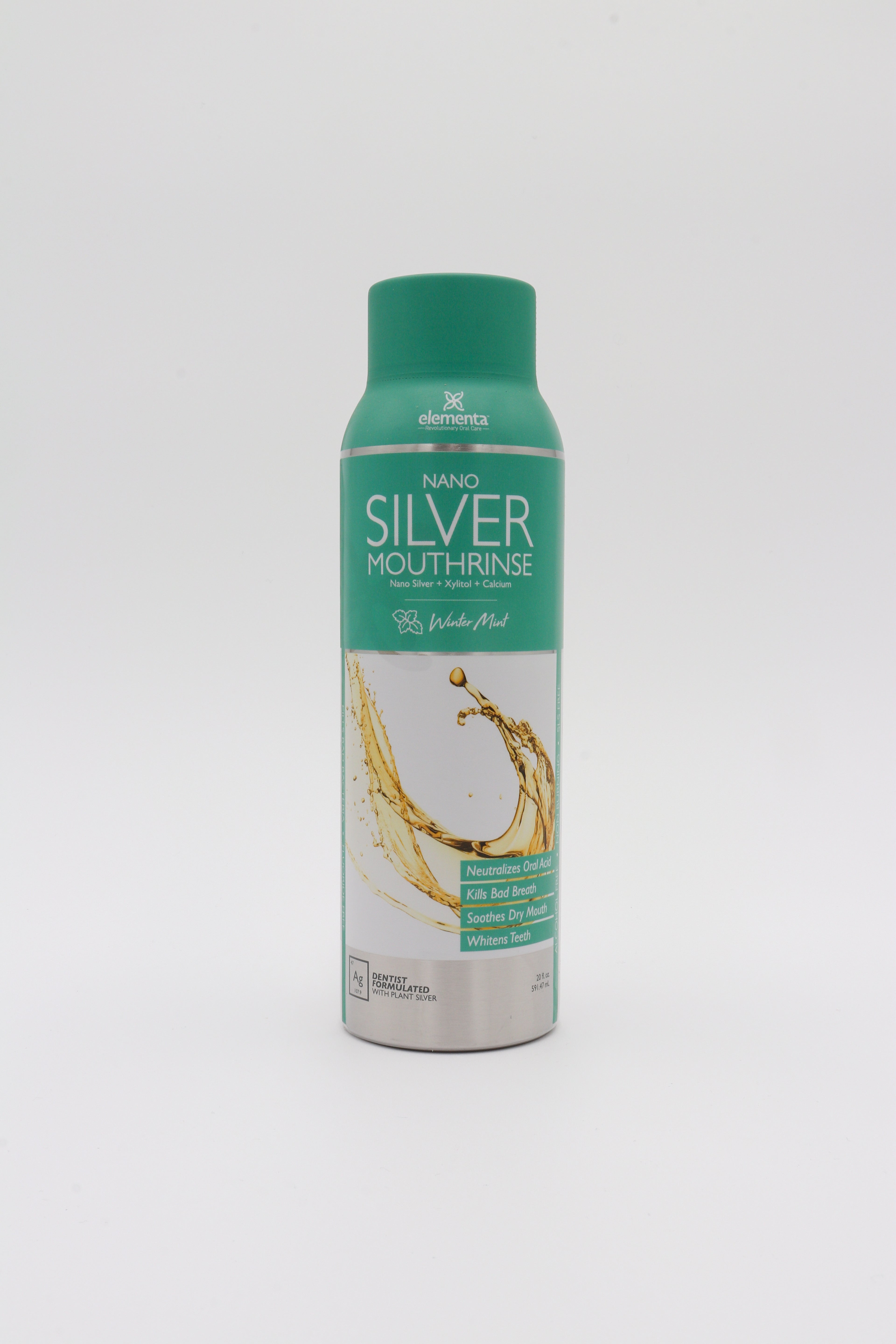 20 oz Nanosilver Mouth Rinse - Reusable High Grade Stainless Steel Container