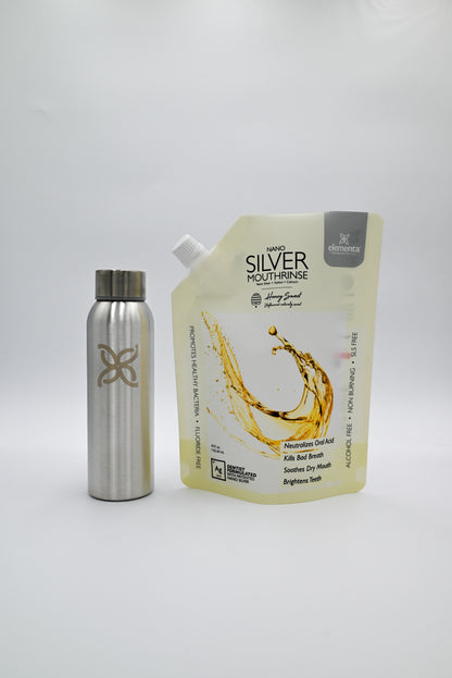 40oz Rinse Pouch + Empty Stainless Steel Refill Bottle