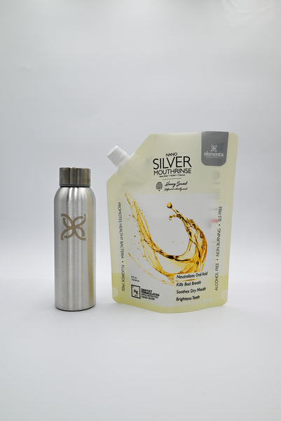 40oz Rinse Pouch + Empty Stainless Steel Refill Bottle - Elementa
