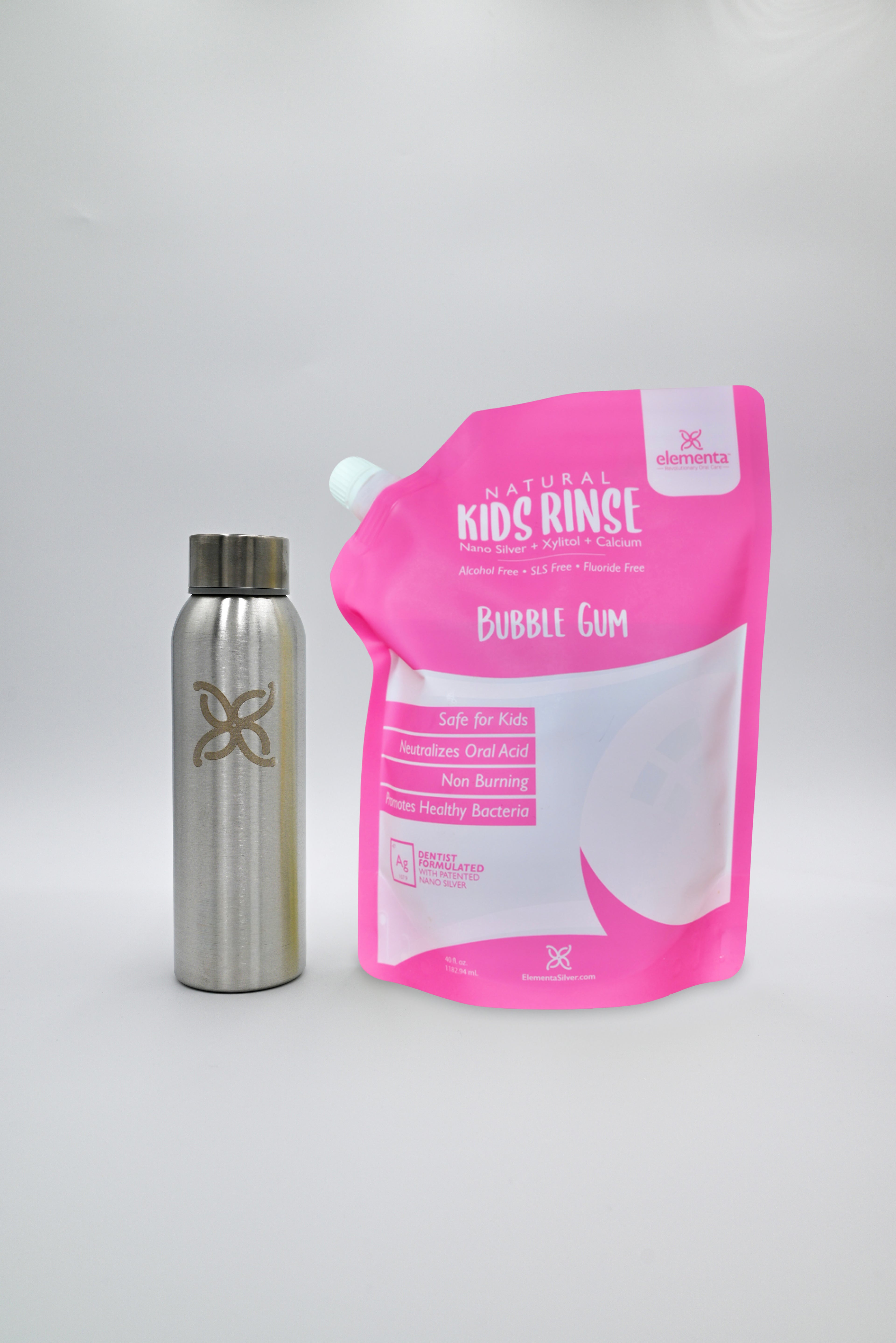 40oz Rinse Pouch + Empty Stainless Steel Refill Bottle