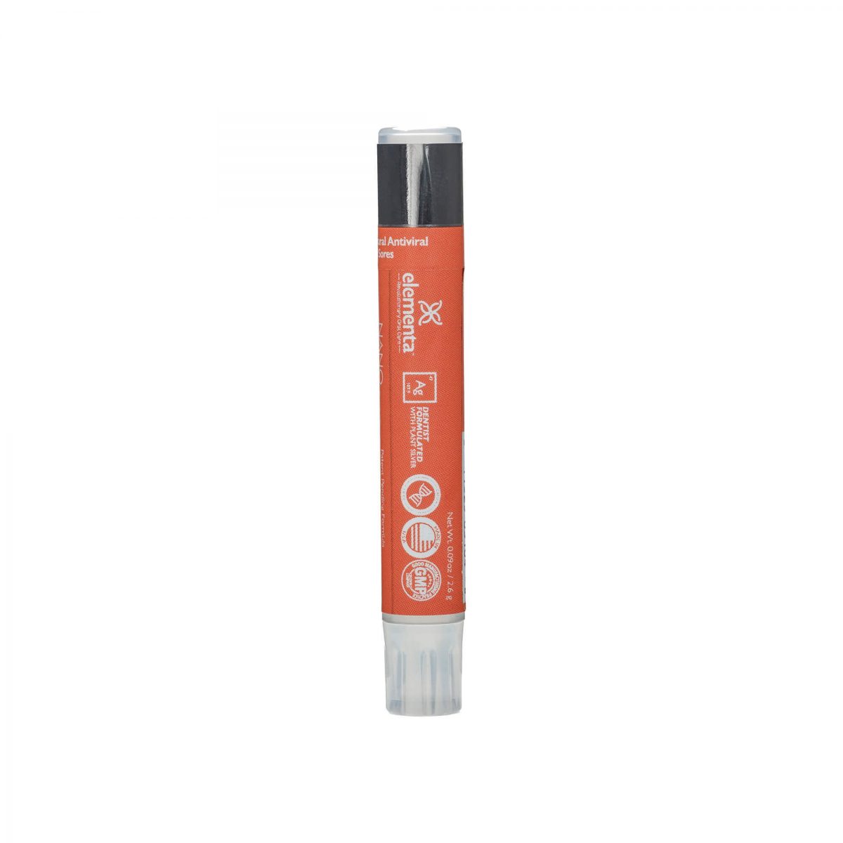 Elementa nano silver lip balm pen natural tropical orange flavored with orange labeling on white background