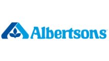 small white and blue logo for Albertsons