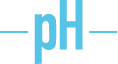 transparent blue letters pH with line